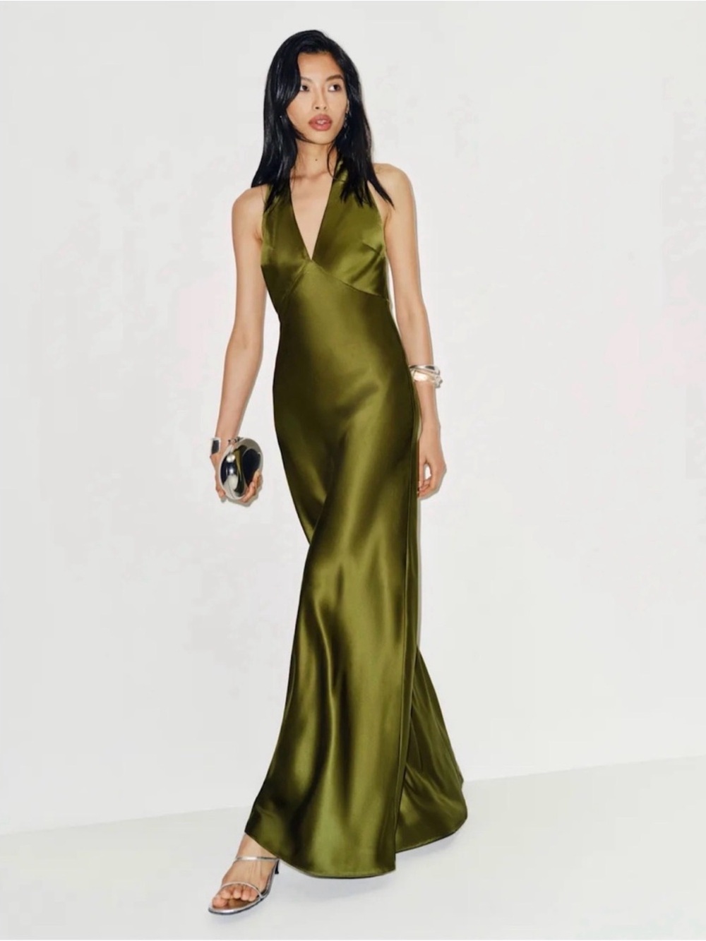 REFORMATION Daniela Silk Dress in Pear 4